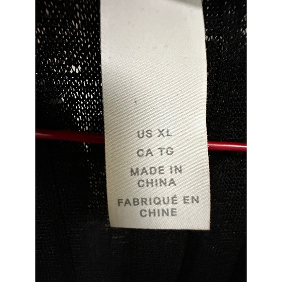 Black Cardigan Top Lightweight Button Down Cover Up Sheer Size L - Picture 7 of 9